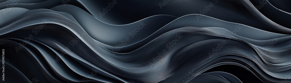 Obraz premium Dark background with flowing abstract contour lines creating sense of depth and movement. smooth curves evoke feeling of tranquility and elegance