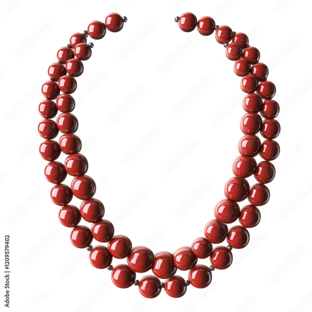 Obraz premium Red bead necklace heart shape abstract background,