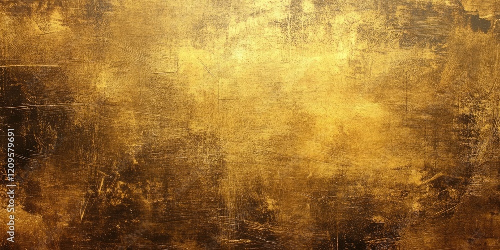 Fototapeta premium Grunge background with rich golden hues featuring a textured surface with dark undertones and a subtle sheen across the entire canvas