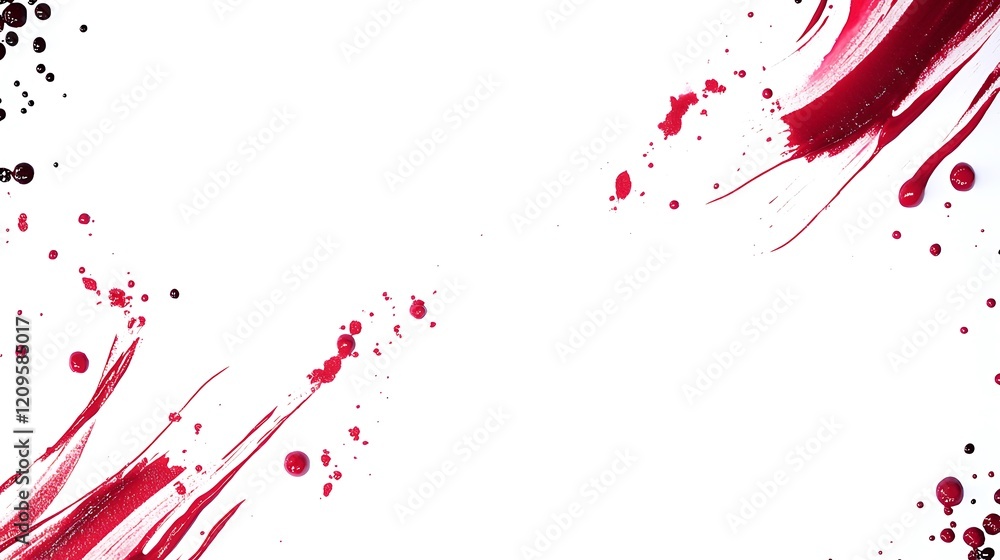 Red and black paint splatters on white background Red and black paint splatters on white background