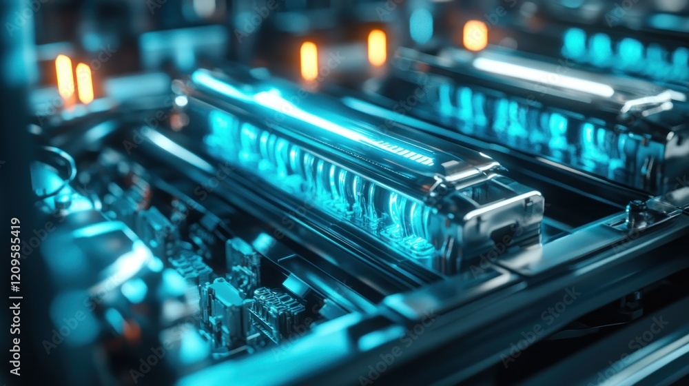 Close-Up of a Futuristic Technological System