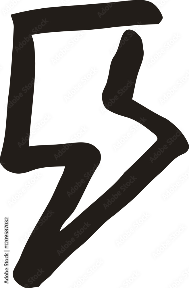Hand-drawn angular lightning bolt illustration Hand-drawn angular lightning bolt illustration