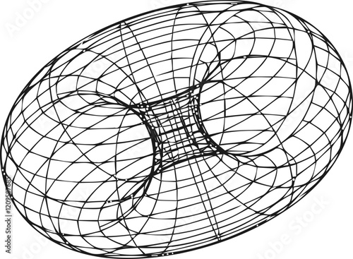 3D wireframe torus with distortion