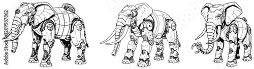 Future elephants with robot technology and AI tech.	