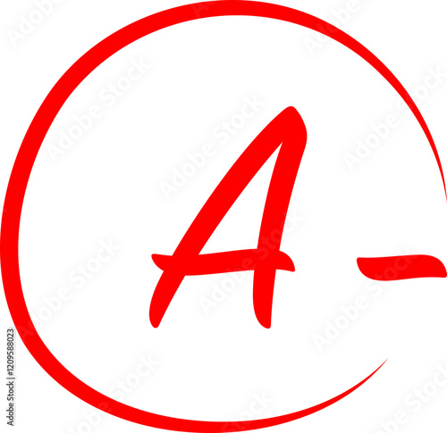 Red A- grade icon with a circle