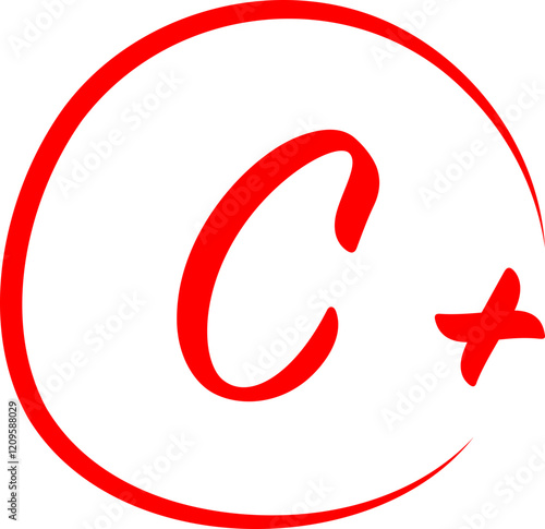 Red C+ grade icon with a circle