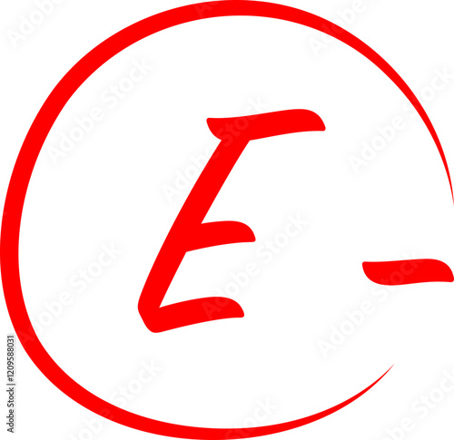 Red E- grade icon with a circle