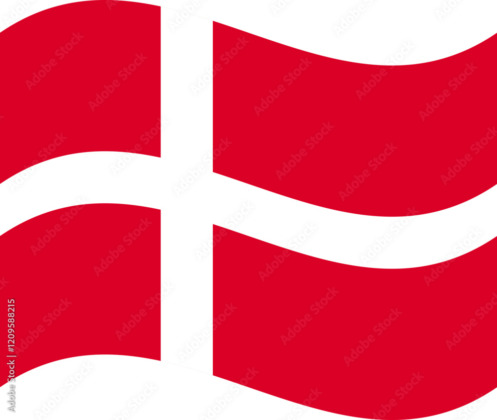 Fototapeta premium Waving Danish Flag with White Cross