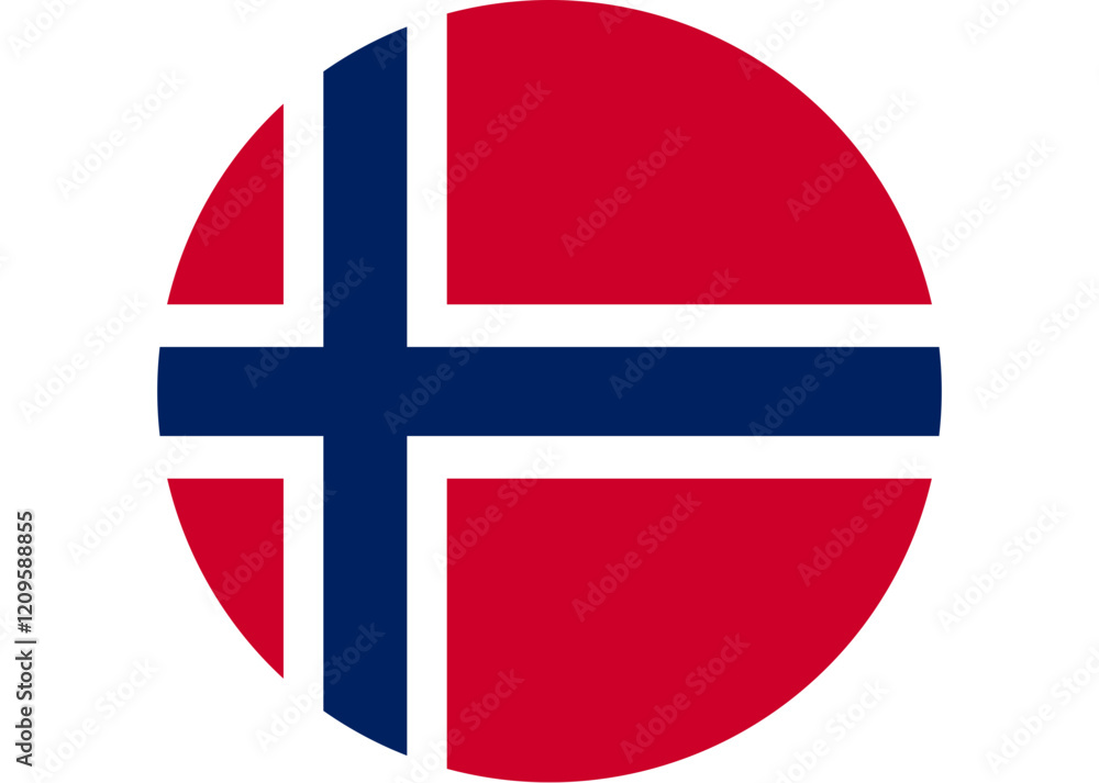 Obraz premium Norwegian Flag in Circular Design