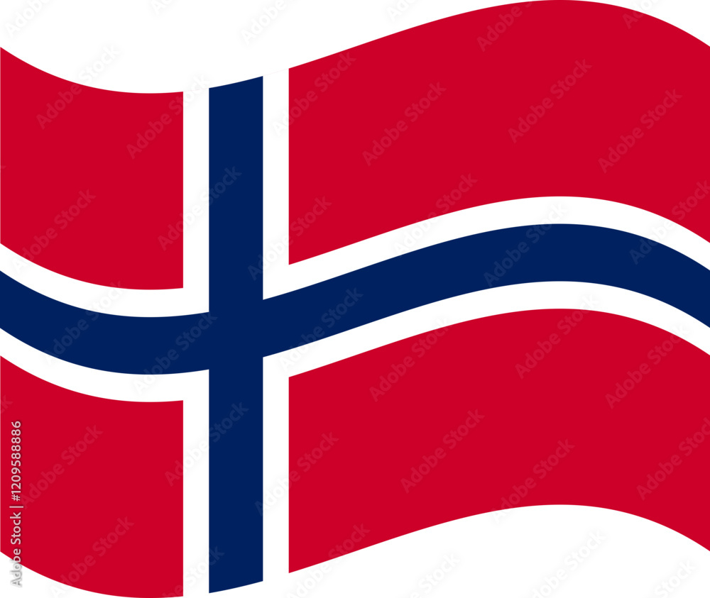 Naklejka premium Waving Norwegian Flag Illustration