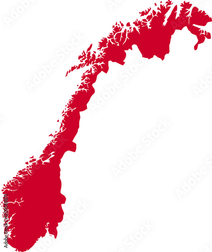 Norway Map Silhouette in Red Design