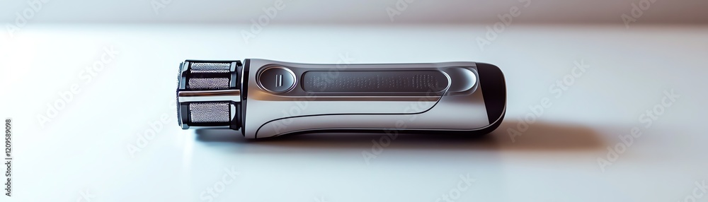 Compact silver flashlight on white background. Compact silver flashlight on white background.