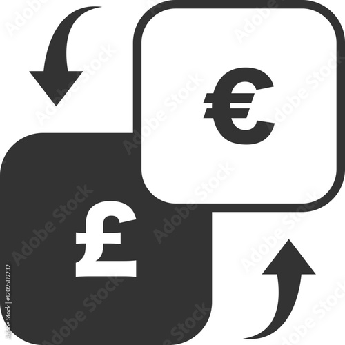 Currency Exchange Icon: Pound to Euro with Squares