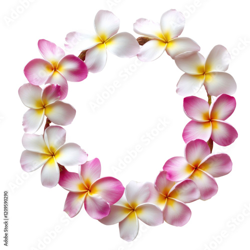 Hawaiian Frangipani Flower Garland on transparent background. photo