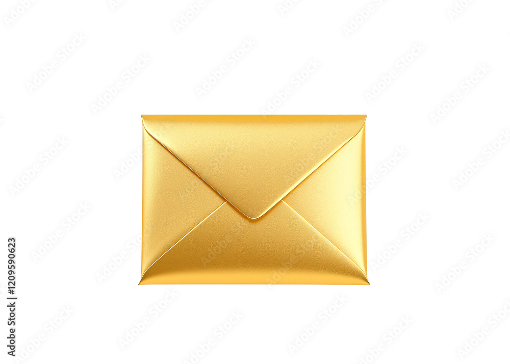Elegant Golden Envelope Isolated on White Background - Luxurious Stationery Concept Elegant Golden Envelope Isolated on White Background - Luxurious Stationery Concept