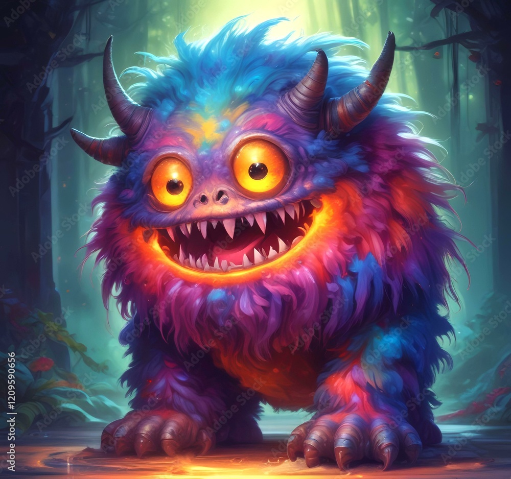Illustration of fluffy and cute small monster. Illustration of fluffy and cute small monster.