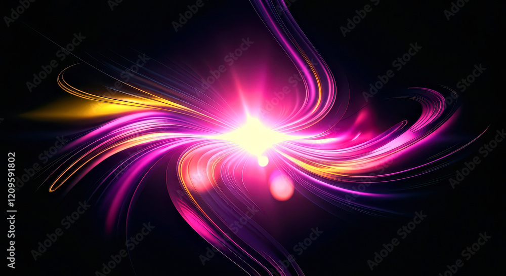 Vibrant Abstract Light Swirls with Neon Pink and Yellow Energy Pulses Vibrant Abstract Light Swirls with Neon Pink and Yellow Energy Pulses