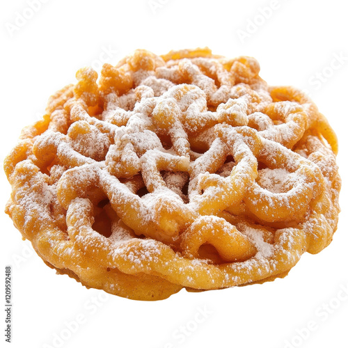 Sweet Funnel Cake Dessert on transparent background.