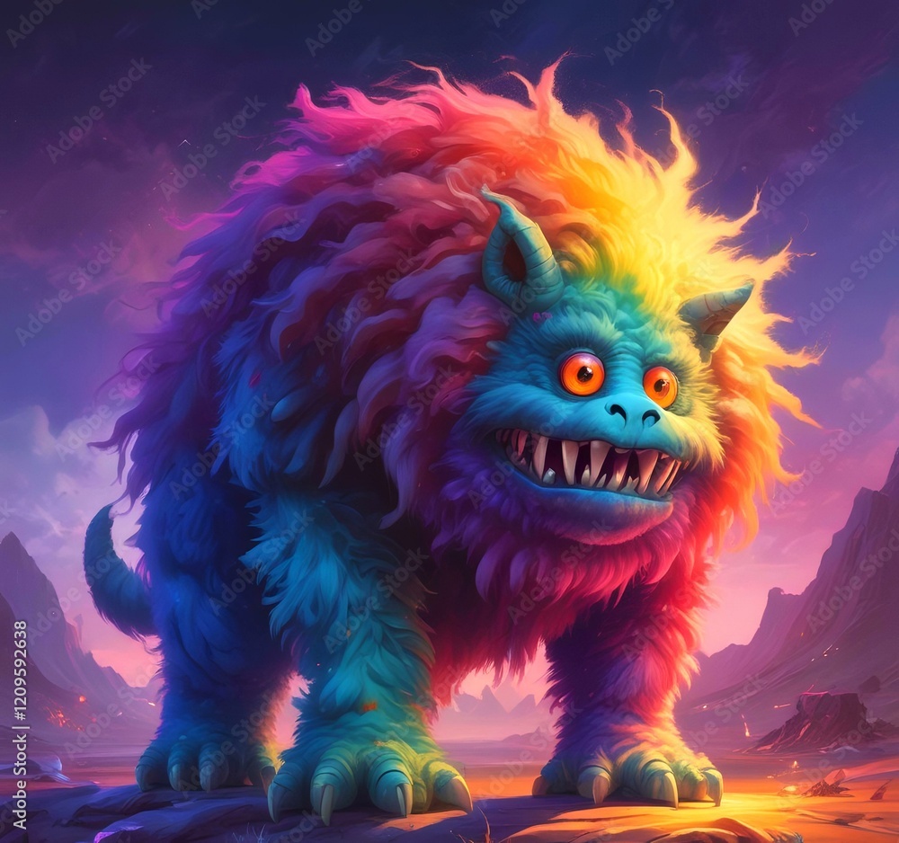 Illustration of fluffy and cute small monster. Illustration of fluffy and cute small monster.