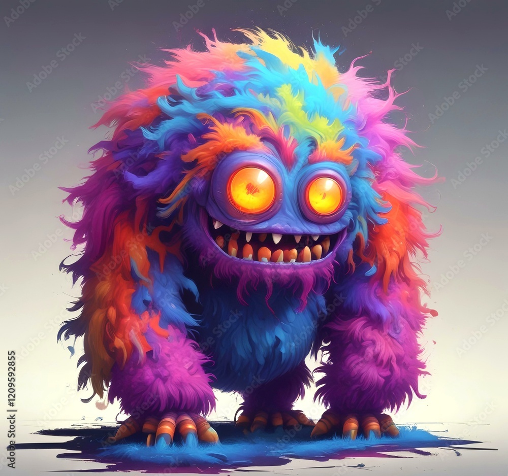Illustration of fluffy and cute small monster. Illustration of fluffy and cute small monster.