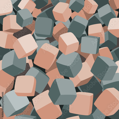 Foam cubes pit background. Funny soft cowered blocks of kids playing. Vector illustration.