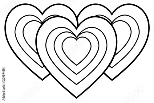 Elegant Layered Heart Line Art Collection