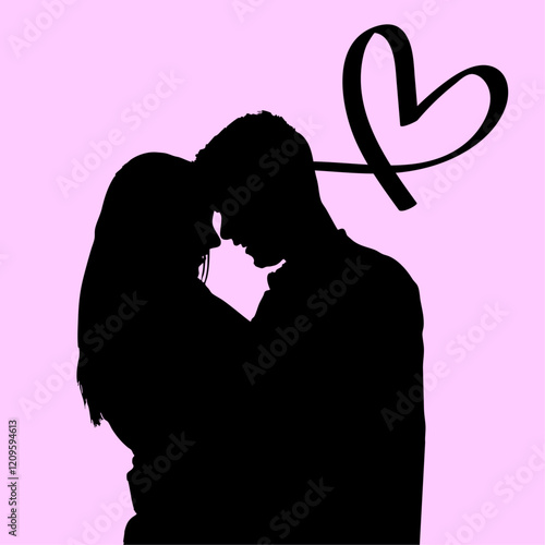 silhouette of couple holding with heart