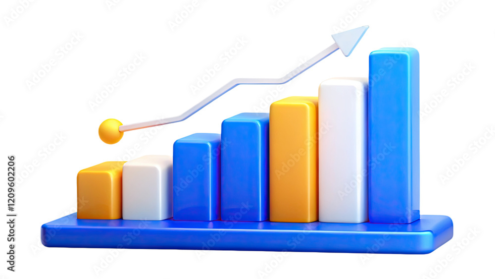 Financial growth concept, Growth chart with colorful bars and upward trend. Financial growth concept, Growth chart with colorful bars and upward trend.
