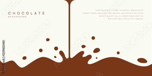 Chocolate background of Modern poster, dynamic splashes and drops. Vector illustration in a flat style of minimalism	