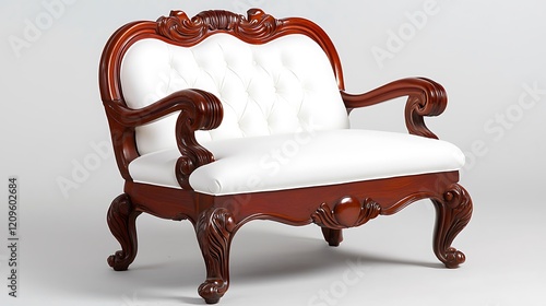 Wallpaper Mural Ornate Carved Wood Chair with White Upholstery Torontodigital.ca