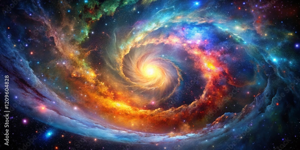 Cosmic Nebula: Vibrant Galaxy Swirl in Deep Space - Surreal Stock Photo Cosmic Nebula: Vibrant Galaxy Swirl in Deep Space - Surreal Stock Photo