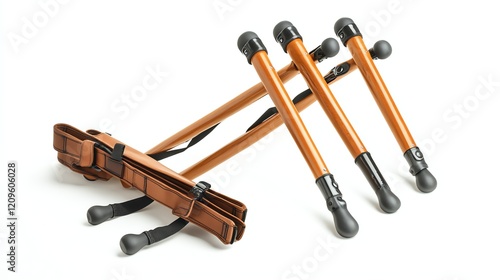 Hiking poles, lightweight design, ideal for outdoor adventures, white isolated background. photo