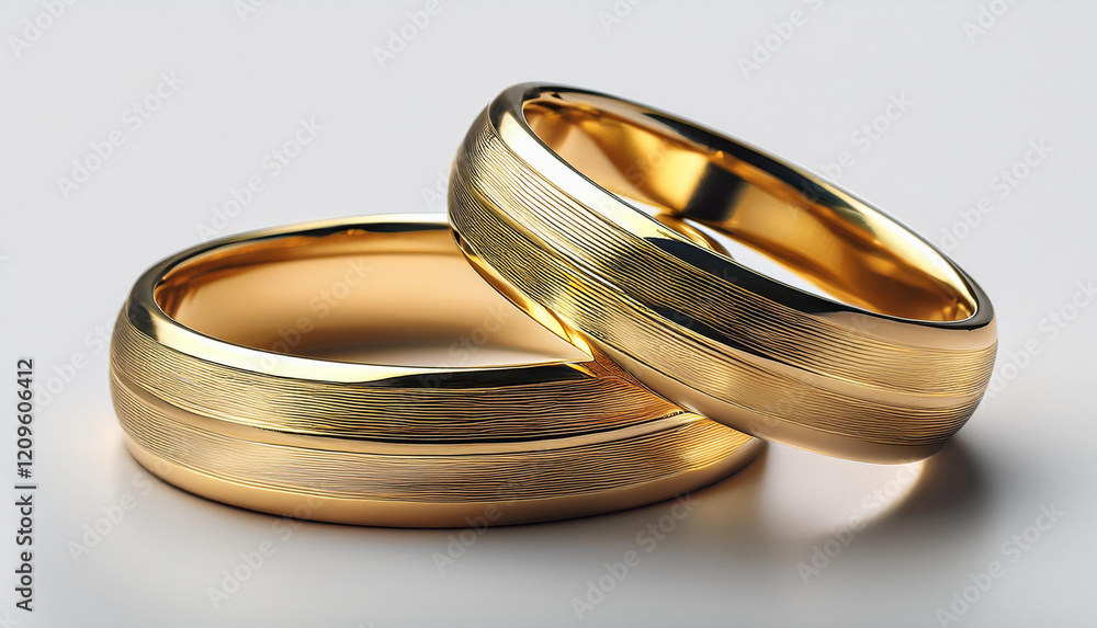 Golden wedding rings, white background Golden wedding rings, white background