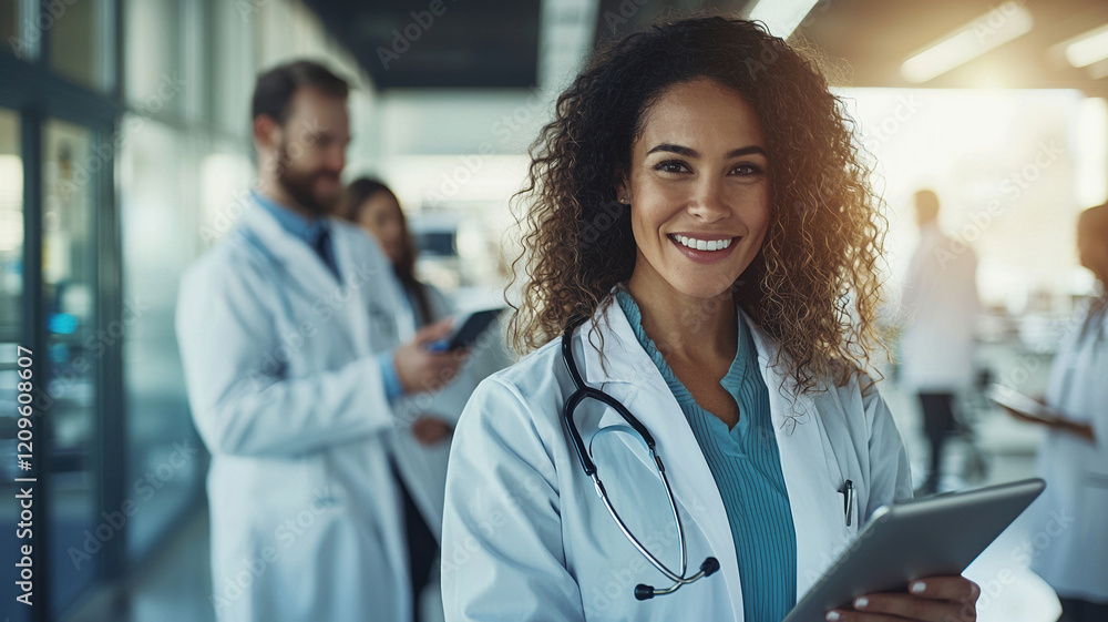 A talented intern doctor with beautiful curly hair is gaining hands-on experience at a prestigious private hospital, actively participating in patient care and medical practice. A talented intern doctor with beautiful curly hair is gaining hands-on experience at a prestigious private hospital, actively participating in patient care and medical practice.