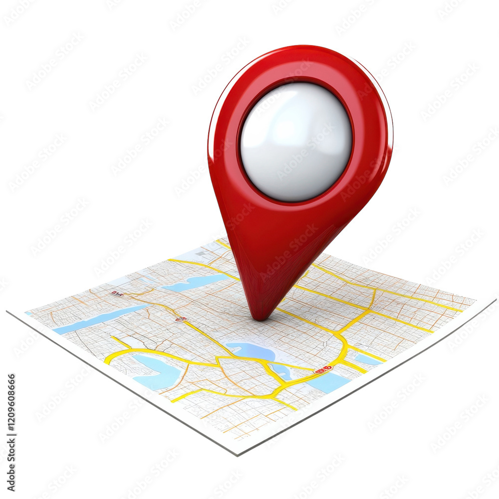 Fototapeta premium 3D Red Map Pin Location Marker on transparent background.