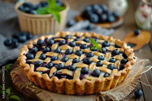 Wallpaper Mural Culinary Blueberry Pie The Perfect Creation On A Textured Gray Background Torontodigital.ca