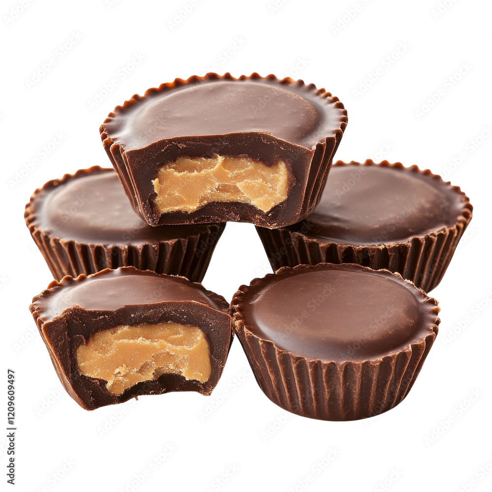 Sweet Chocolate Candy Treats on transparent background.