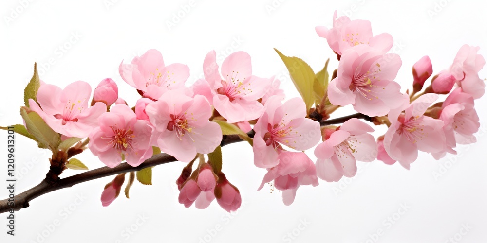 Beautiful pink cherry blossom flowers on a branch, isolated on a white background. Detailed photograph, in PNG format bokeh background Beautiful pink cherry blossom flowers on a branch, isolated on a white background. Detailed photograph, in PNG format bokeh background
