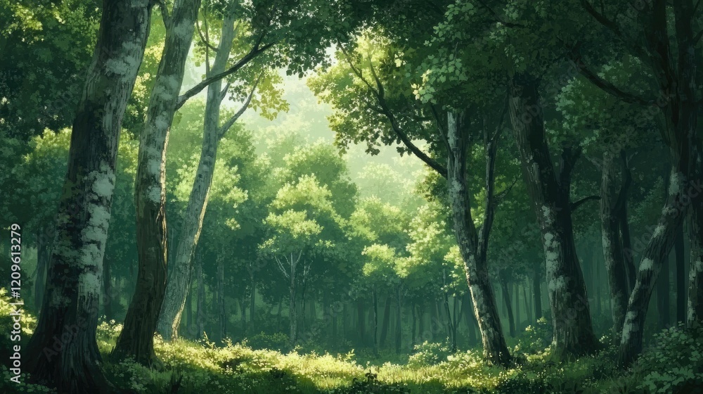 Verdant forests in peaceful ambiance Verdant forests in peaceful ambiance