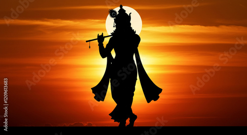 Lord Krishna Silhouette Pla...