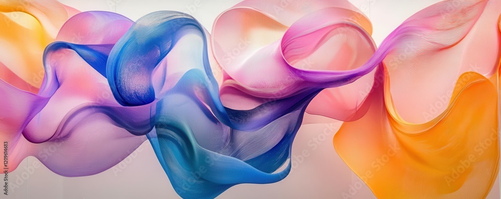 Obraz premium Abstract art installation with vibrant colors and flowing shapes.
