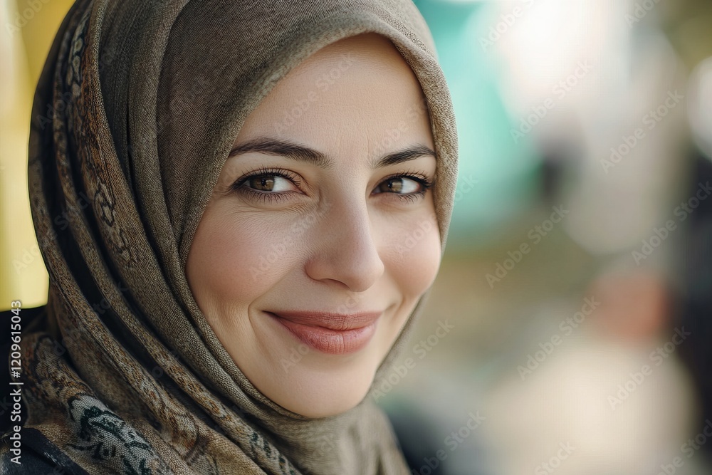 Smiling Woman in Hijab - A Portrait of Grace and Confidence Smiling Woman in Hijab - A Portrait of Grace and Confidence
