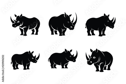 Wolverine (Gulo gulo) mammal animal, labeled silhouette vector art illustration.