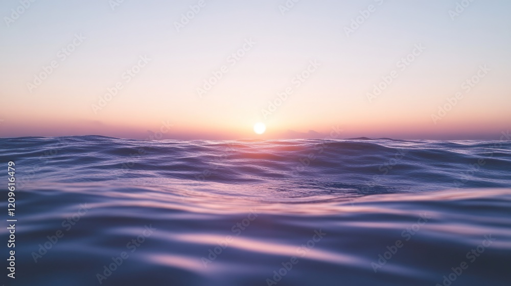 Serene sunset over calm ocean waves. Serene sunset over calm ocean waves.