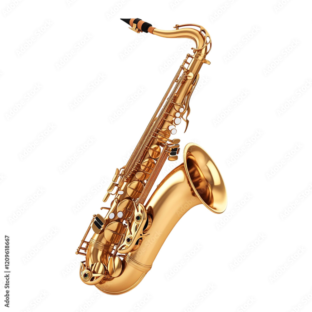 Naklejka premium Gold Saxophone Musical Instrument Jazz Music