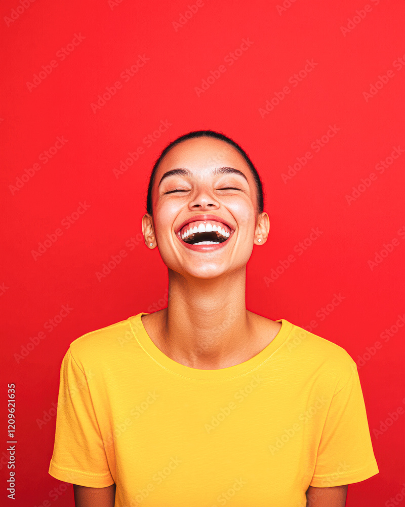 A woman is smiling and wearing a yellow shirt A woman is smiling and wearing a yellow shirt