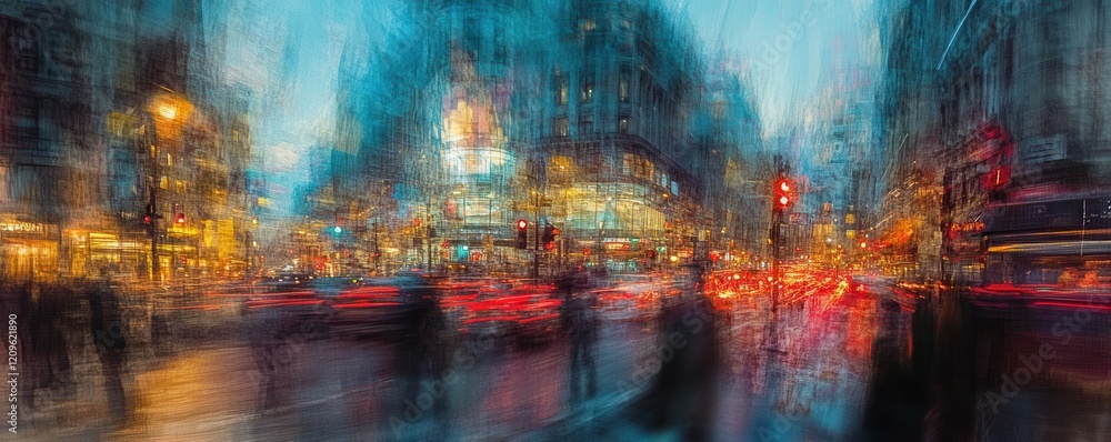 Abstract blurred motion effect of a busy city street at night. Abstract blurred motion effect of a busy city street at night.