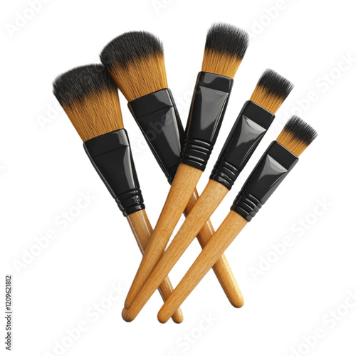 Makeup Brushes Set Wooden Handles Black Ferrule, photo