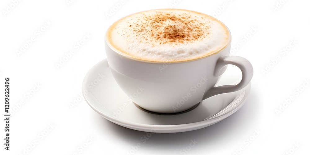 Cappuccino coffee isolated on a white background, with no shadow, reflection, Cappuccino coffee isolated on a white background, with no shadow, reflection,