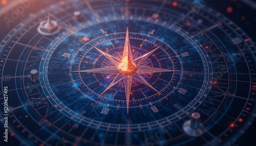 Wallpaper Mural Glowing compass in futuristic design with vibrant tones Torontodigital.ca